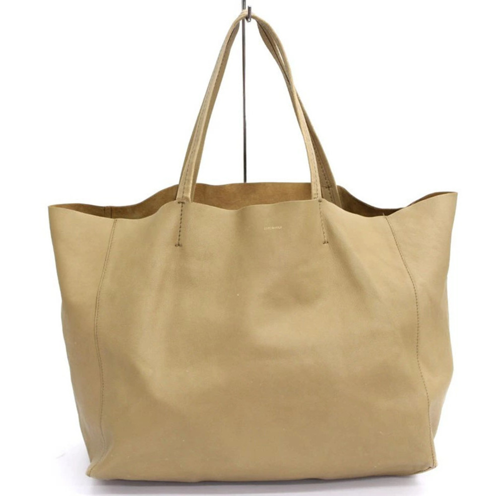 Celine Horizontal Cabas Leather Handbag Tote Bag Shoulder Beige